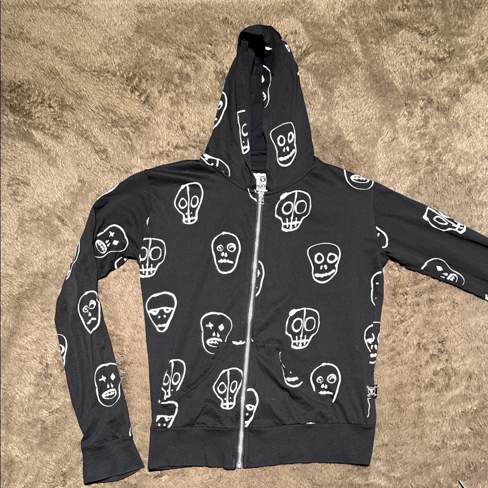 nununu Black Skull Print Kids Jacket